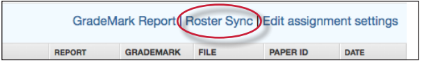 Screenshot showing roster sync option in the assigment inbox